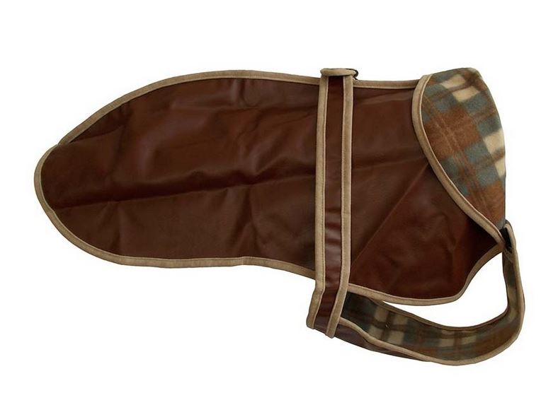 Lehký kabátek  - imitace hnědé kůže, délka 61 cm