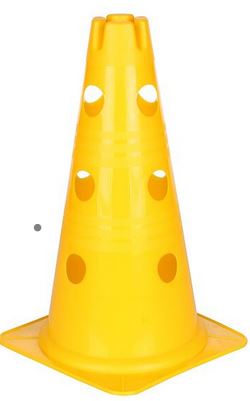 Kavalety - 6 žlutých kuželů 38 cm se 3 patry otvorů, 3 žluté tyčky 80 cm