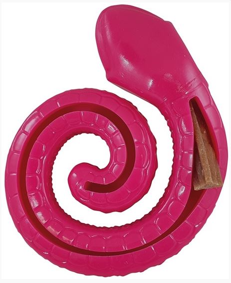 Snack Snake - hračka na pamlsky a hraní, stočený, fuchsivě růžový