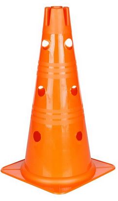Kavalety - 6 oranžoých kuželů 38 cm se 3 patry otvorů,, 3 tyčky 80 cm