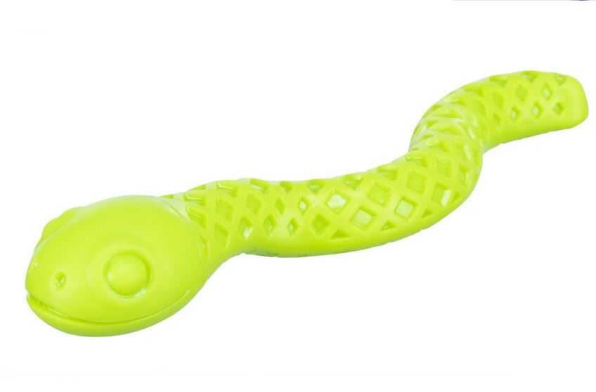 Snack Snake - hračka na pamlsky a hraní, krátký, žlutozelený, 27 cm