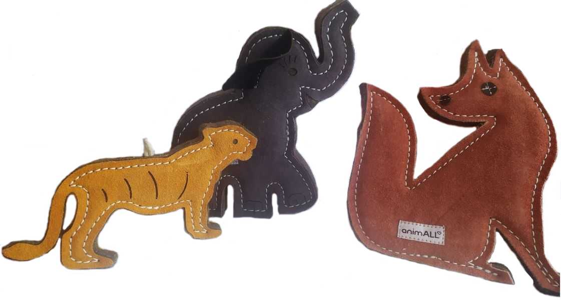 Kožená lištička - kousací hračka, 19 x 15 cm