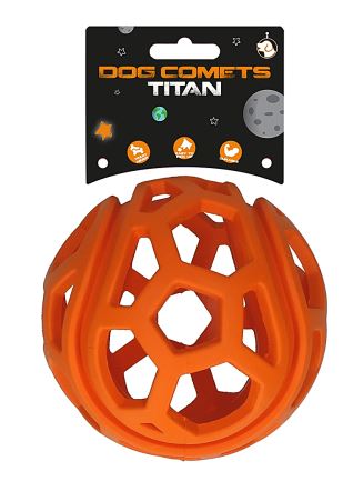 DogComets TITAN - děrovaný míček oranžový (11,5 cm )