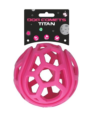 DogComets TITAN - děrovaný míček růžový (11,5 cm )