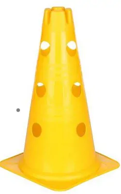Kavalety - 6 žlutých kuželů 38 cm se 3 patry otvorů, 3 neonově žluté tyčky 80 cm