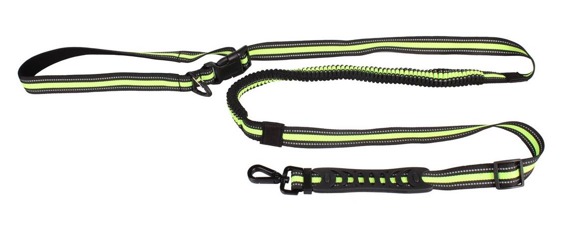 Jogging vodítko černá/ žlutozelená, 2,1 m celková délka, v pase až 100cm