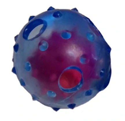 Gumový ježatý míček v pláštíku z TPR na pamlsky, 6 cm průměr, modrý