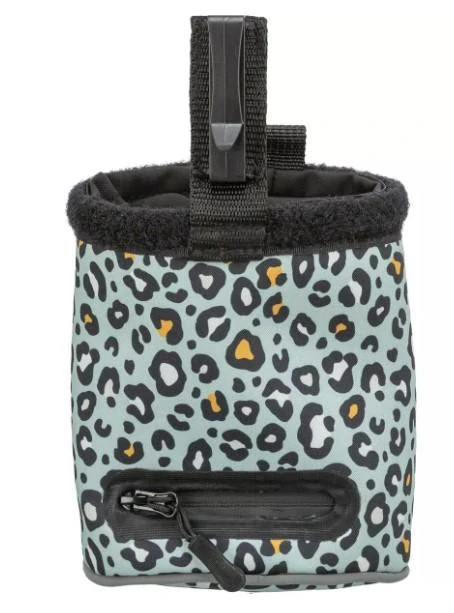 Twist Treat - neoprenový pamlskovník s chytrým zavíráním, 11 x 14 cm, leopardí vzor na šedé