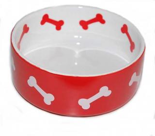 Porcelánová miska červená s motivem kosti