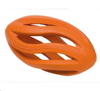Děrovaný rugby míč 7 x 14 cm - oranžový, AKCE