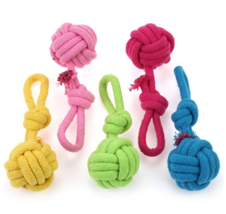 Tahadlo spletené z lan do míčku, modré, 18 cm