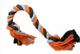 Obří tahadlo spletené z bavlněných nití 100 cm, oranžová, šedá