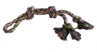 Tahadlo spletené z bavlněných nití s úchopem, 3 uzly, 40 cm