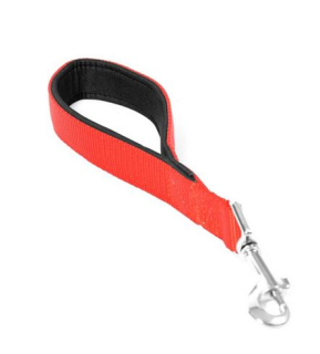 Vodítko krátké 30 cm, popruh červený s podšitím, šířka 25 mm, délka 30 cm