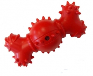 Ježatá kost z termoplastické gumy, červená 13 cm