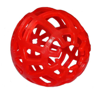 TPR děrovaný míček 14 cm - neonově červená
