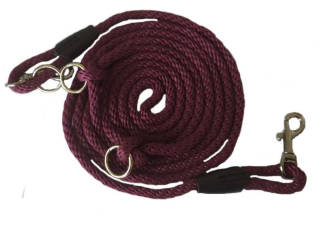 Vodítko přepínací 6mm lano, tmavá burgundy, chromové kovámí