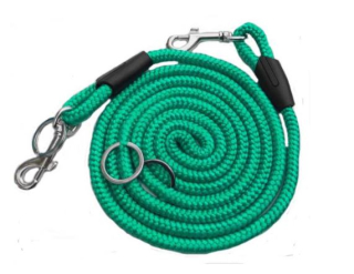 Vodítko přepínací 10 mm lano, zelené/ chrom, karabiny 7,5 cm, plochý kroužek