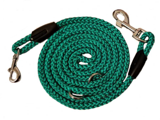 Vodítko přepínací 10 mm lano, zelené/ chrom, karabiny 6 a 9 cm, kalený kroužek