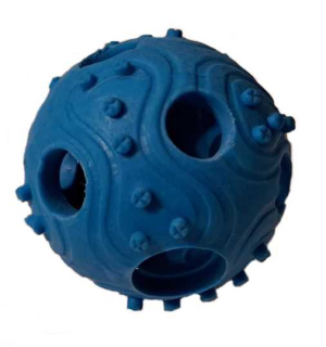 Míček s dírkami, termoplastická guma, modrý, 6 cm 