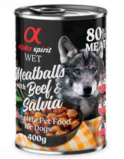 AlphaSpirit WET Meatballs - s přídavkem hovězího a šalvějovou omáčkou, 400g