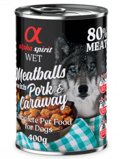 AlphaSpirit WET Meatballs - s přídavkem vepřového a kmínovou omáčkou, 400g