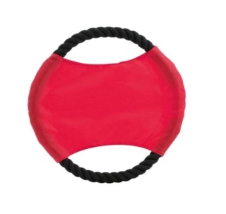 Látkové frisbee s provazem, červené, průměr 20cm