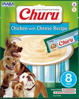 INABA CHURU - paštička z kuřete ochucená sýrem, 8 kapsiček 20 g