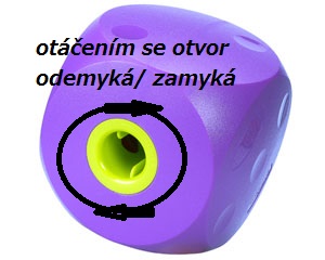 Otvor kostky, který slouží k zamykání a odemykání